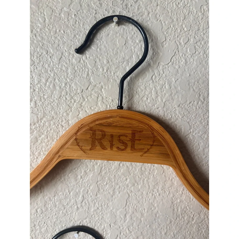 Rise Bamboo Wood‎ Clothing Hangers Set of 2 Natural Brown with Non-Slip Grips